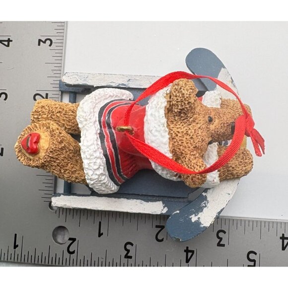 Kurt S Adler Holly Bearies Christmas Tree Ornament Sledding Santa Bear - Picture 3 of 7